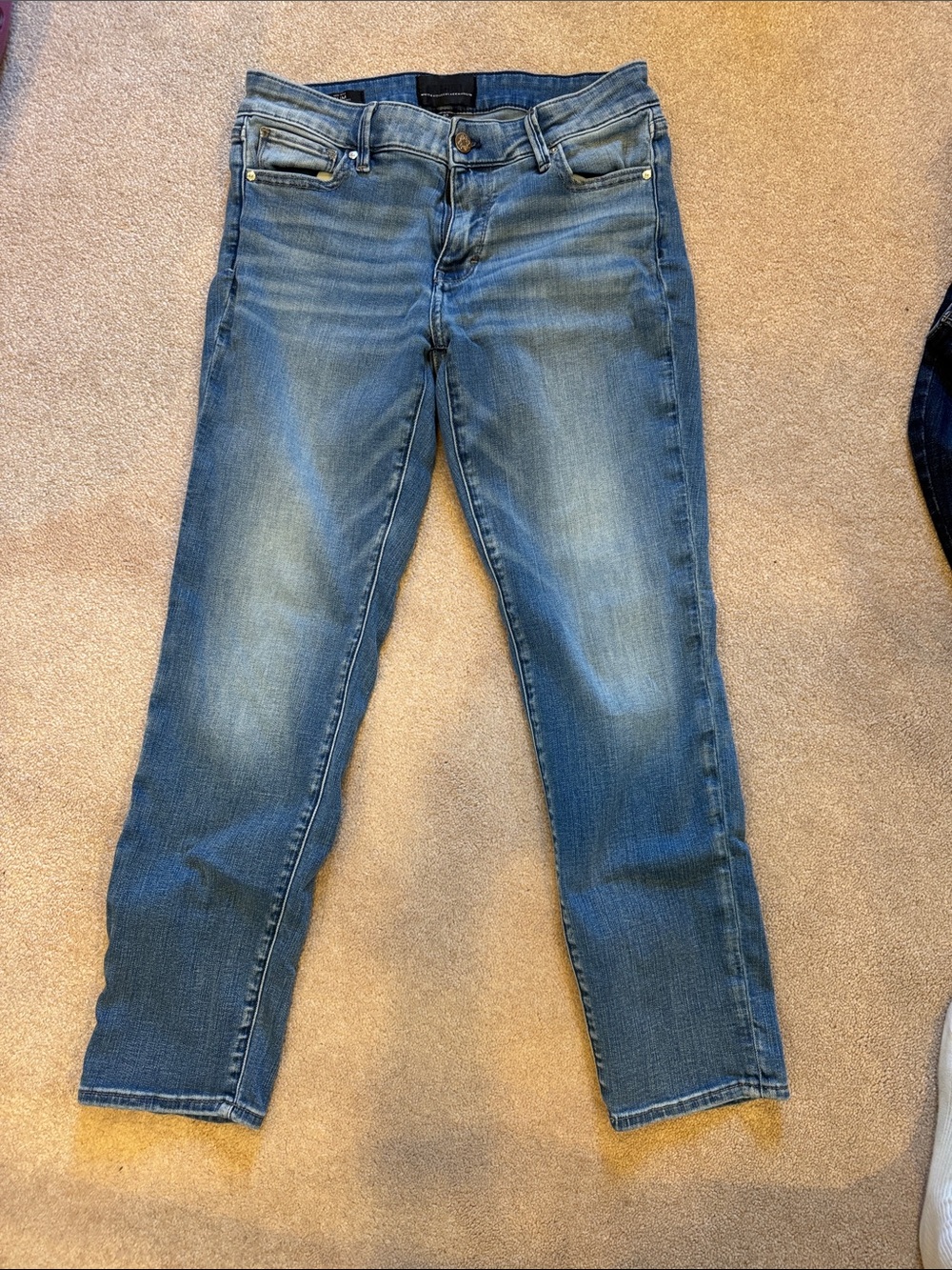 White House Black Market Blue Mid-Rise Stretch Straight Jeans